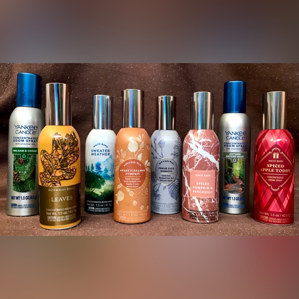 8 Autumn Seasonal Fall Yankee Candle Bath & Body Works Mixed Room Sprays Lot